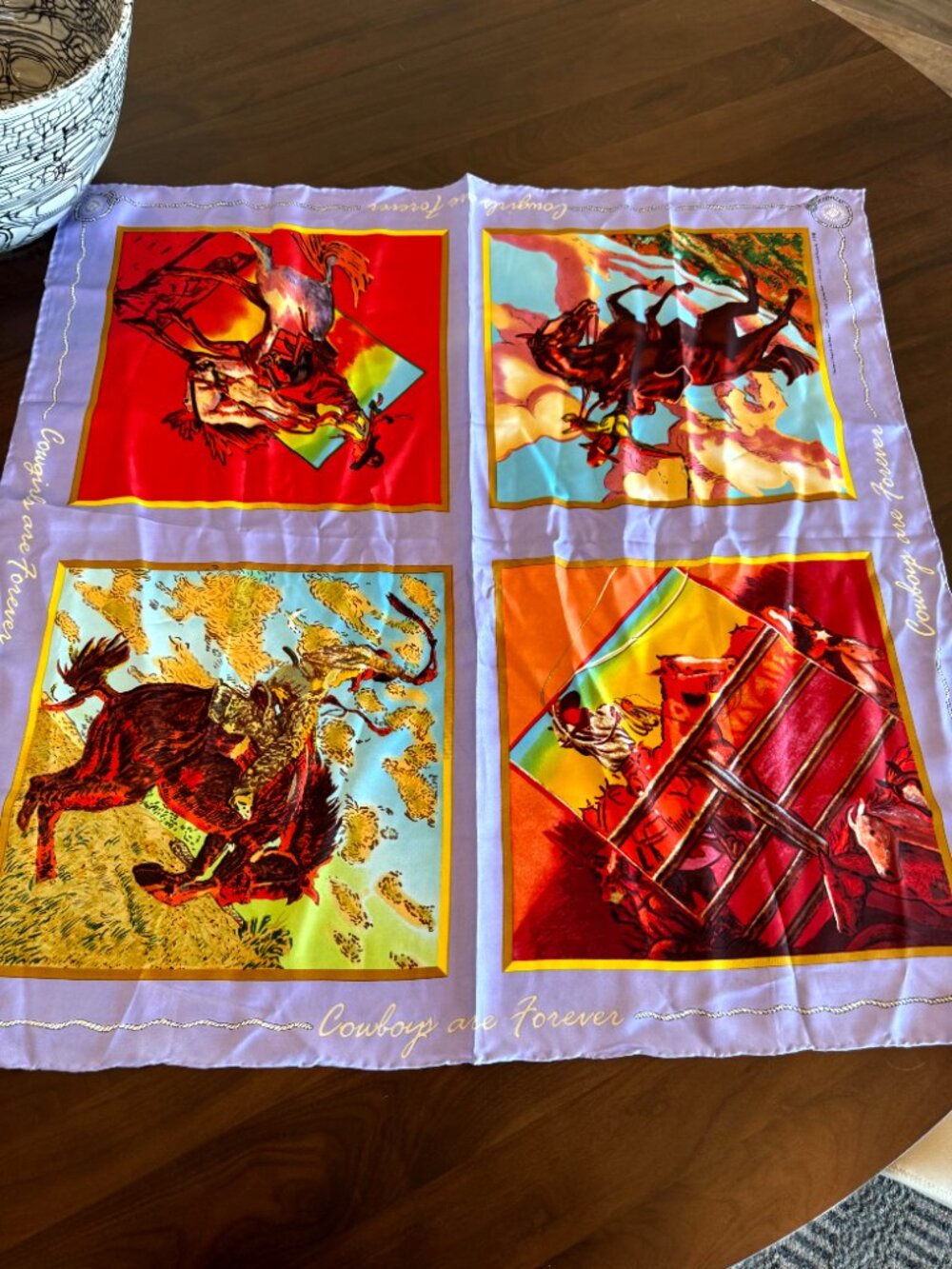 Rockmount Ranch Wear Cowboys are Forever 100% Silk Scarf Limited Edition #770